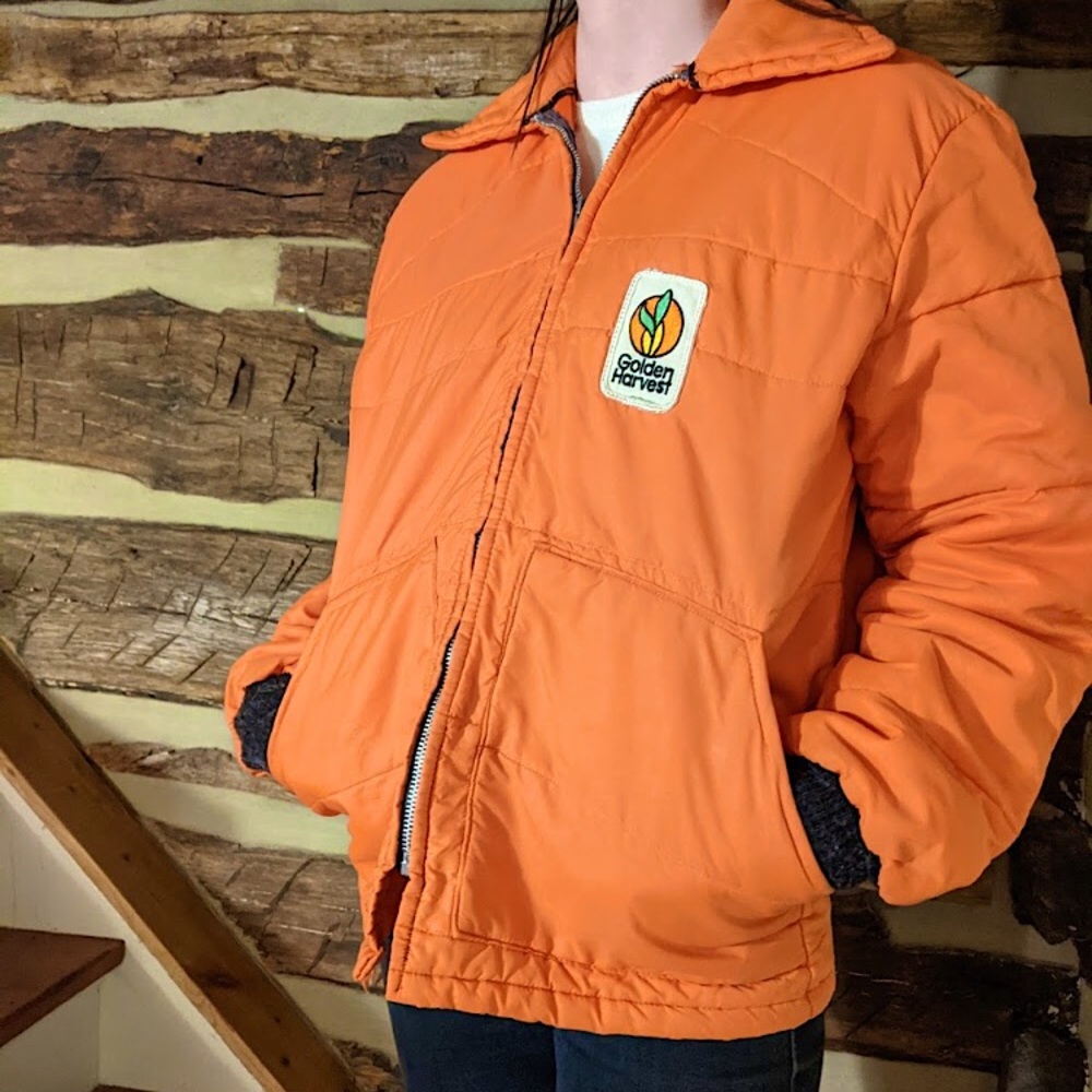 Vtg 70’s Golden Harvest Orange Unisex Jacket Coat